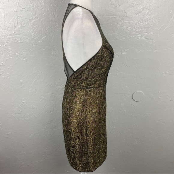 BCBG MaxAzria gold metallic lace "Tenya"
cocktail mini dress size 6 - Picture 9 of 12